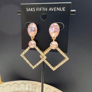 Saks Fifth Avenue Pink Crystal Geometric Drop Earrings